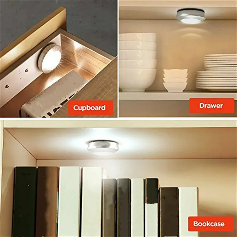 1pcs Wardrobe Bedroom Stairs Mini Touch Control Night Light Kitchen Wireless LED Cabinet Light Battery Powered Closet Light