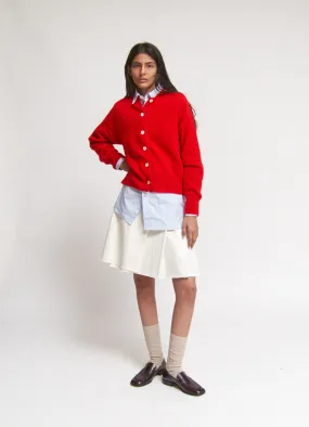 Ada Crewneck Cardigan in Poppy Red