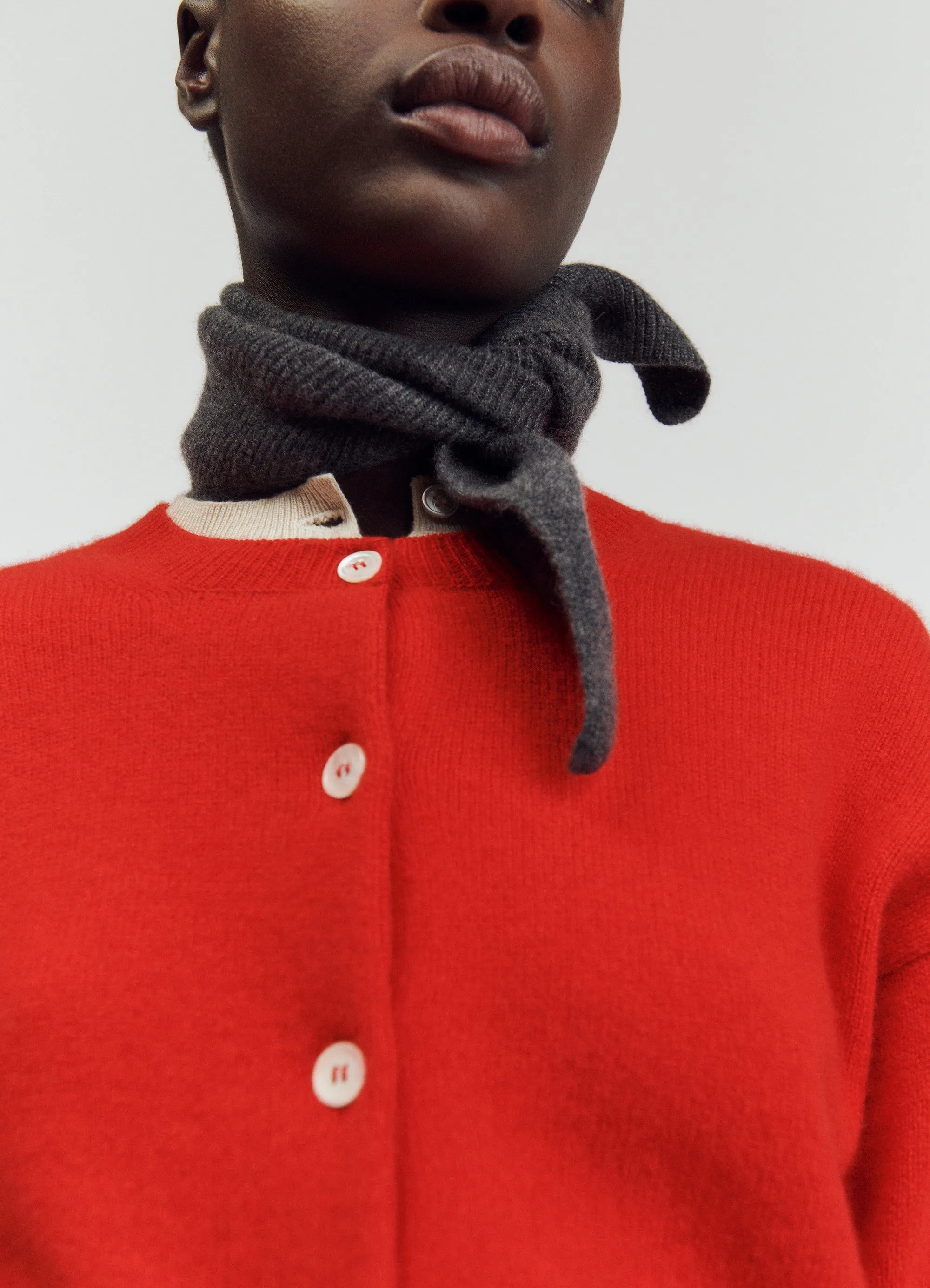 Ada Crewneck Cardigan in Poppy Red