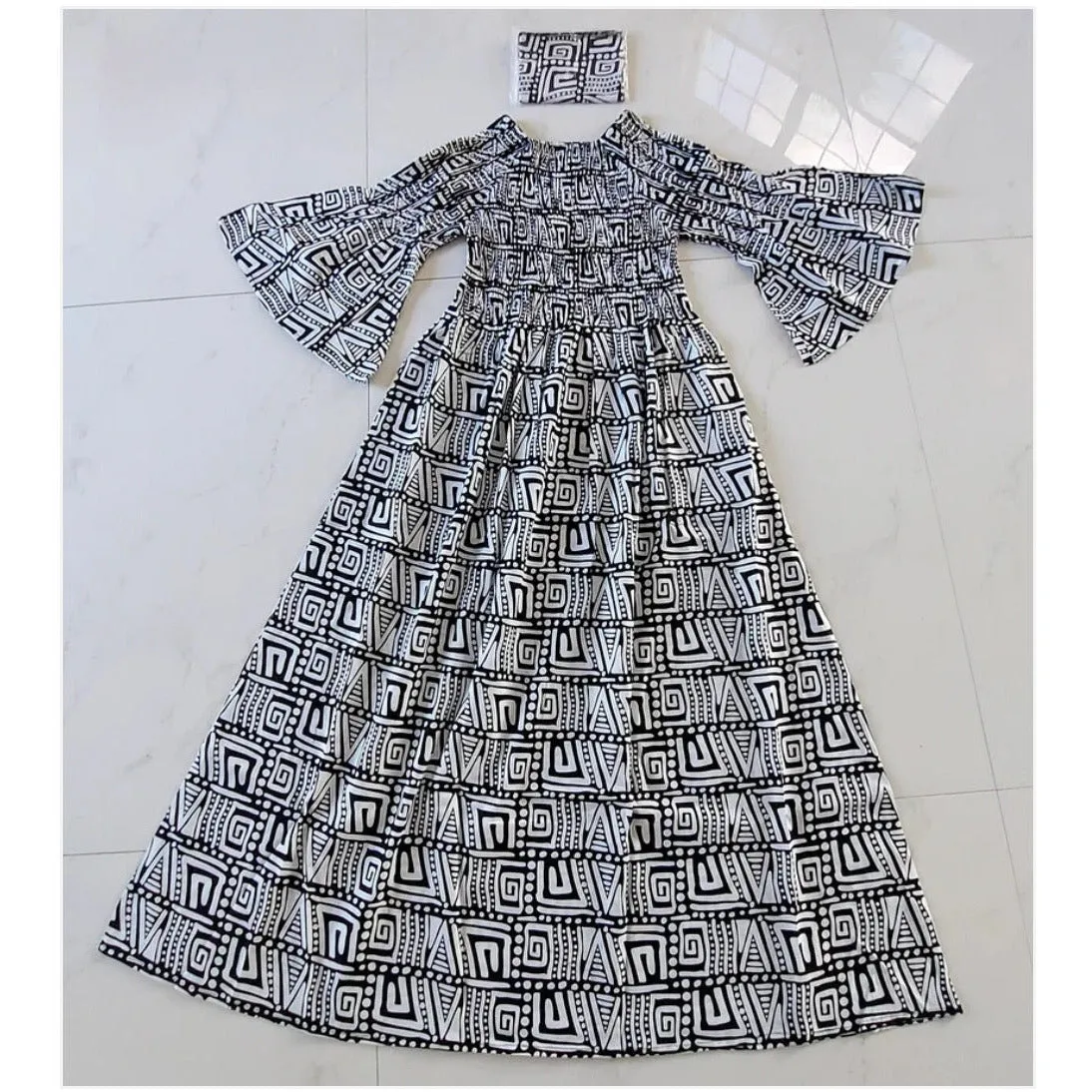 African Print Mother Dress / Girl Skirt Matching Set