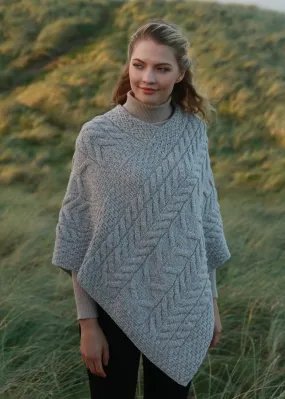 Aran Super Soft Poncho | Oatmeal