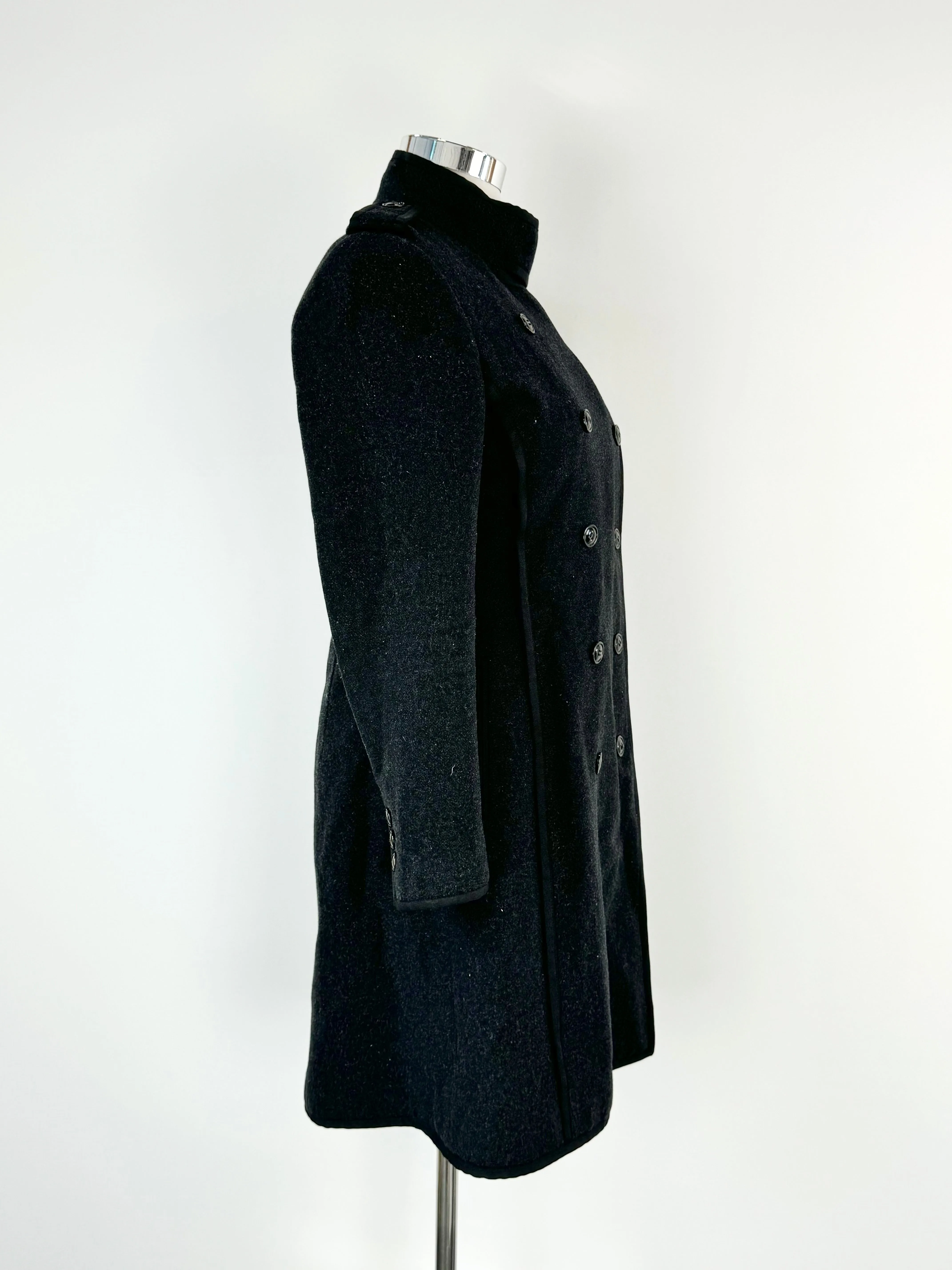 Arthur Galan Charcoal Double Breasted Wool Blend Coat - AU12