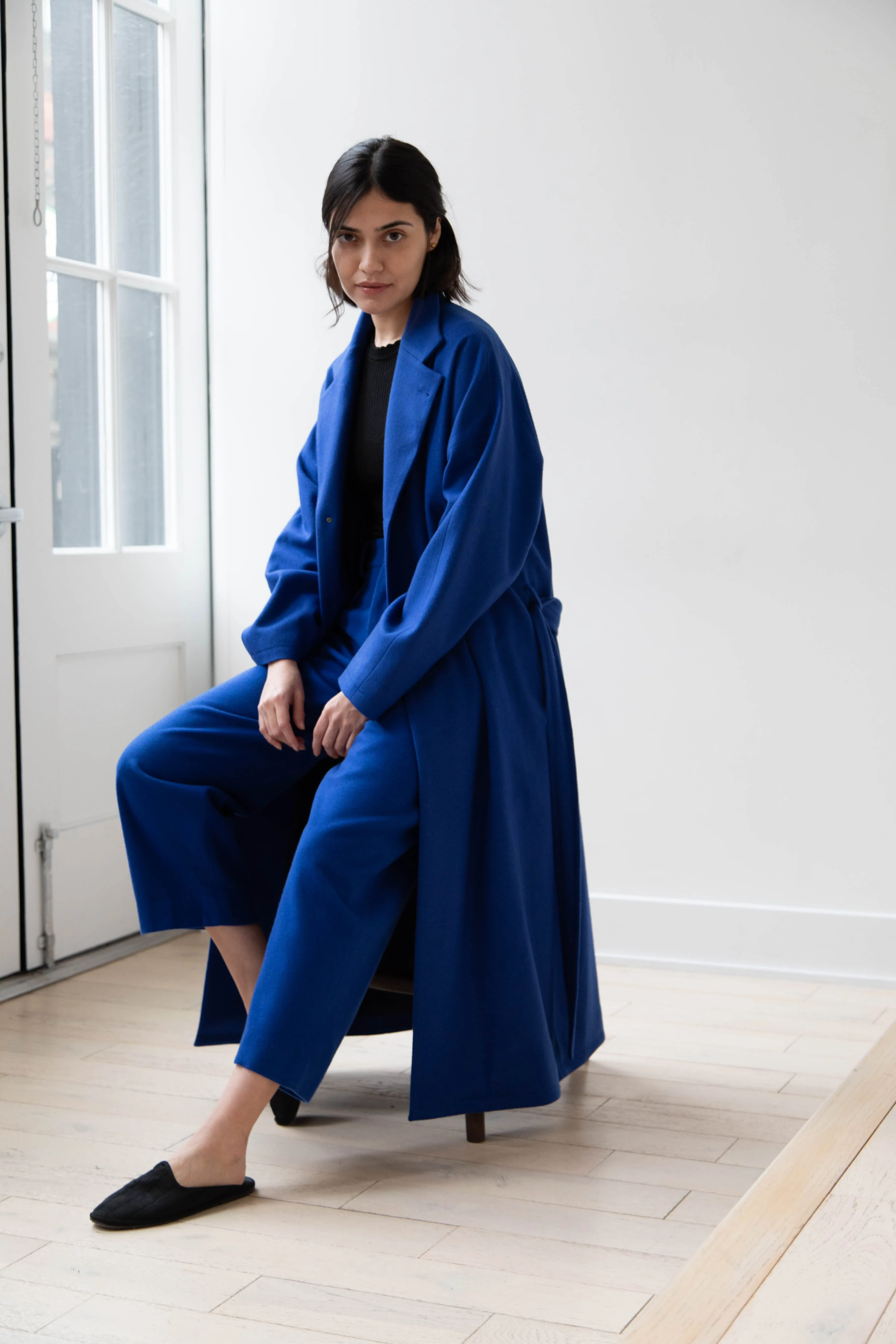 Arts & Science | Drawstring Robe Coat in Blue