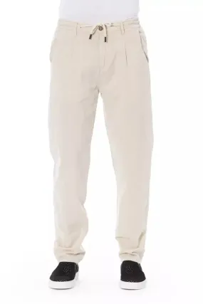 Baldinini Trend Chic Beige Cotton Chino Trousers with Drawstring