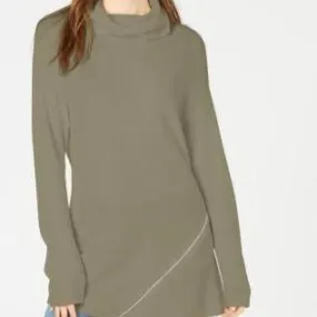 Bar III Zipper-Trim Turtleneck Sweater Purple L