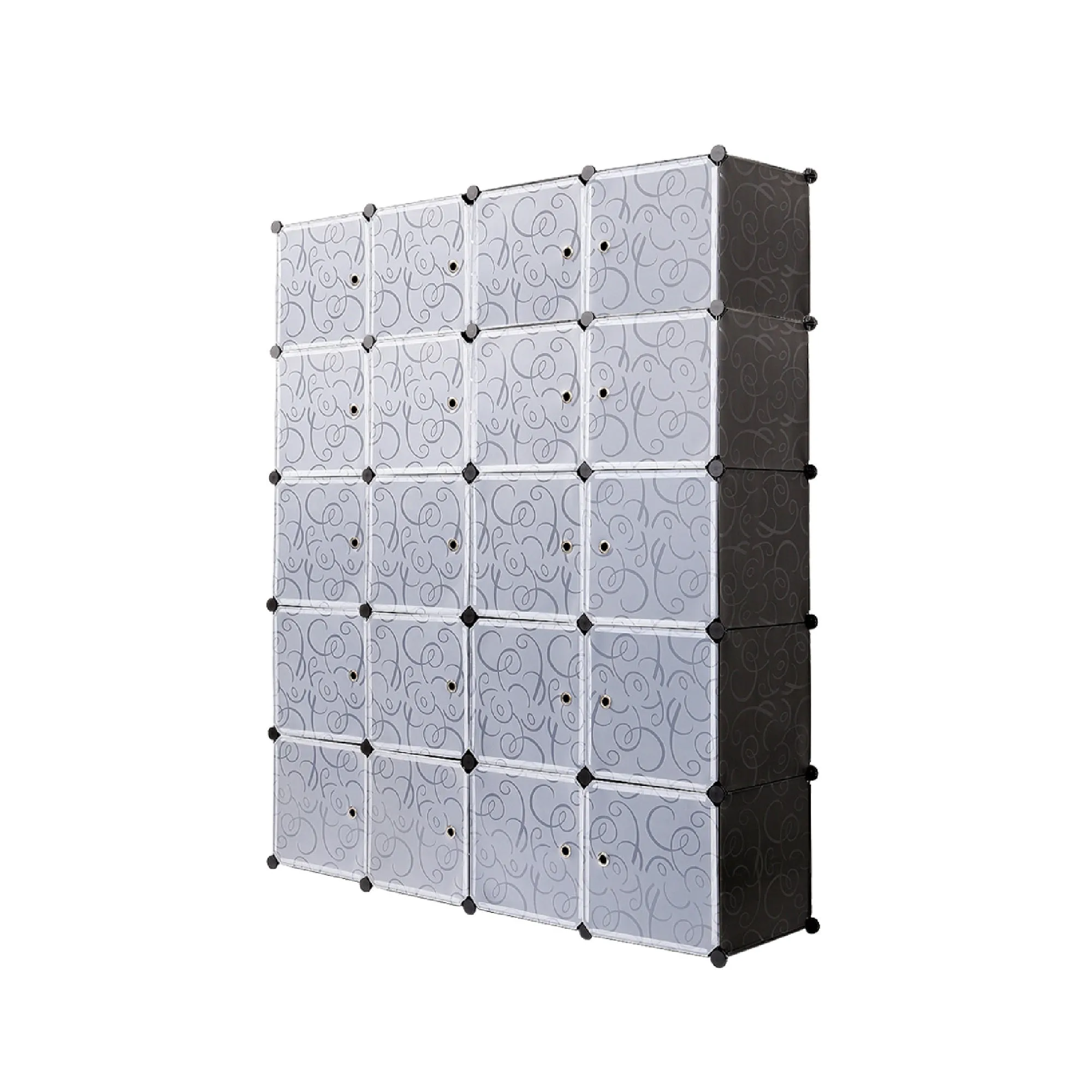 Bedroom PP Storage Wardrobe, 12 /20Cubes, with White Door Panel Twill Printed