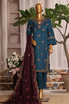 Bin Saeed Stitched 3 Piece Luxury Emb Karandi Vol-02 Collection'2024-SFB-1041-Sea Green