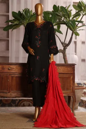 Bin Saeed Stitched 3 Piece Luxury Emb Karandi Vol-02 Collection'2024-SFB-1047-Black