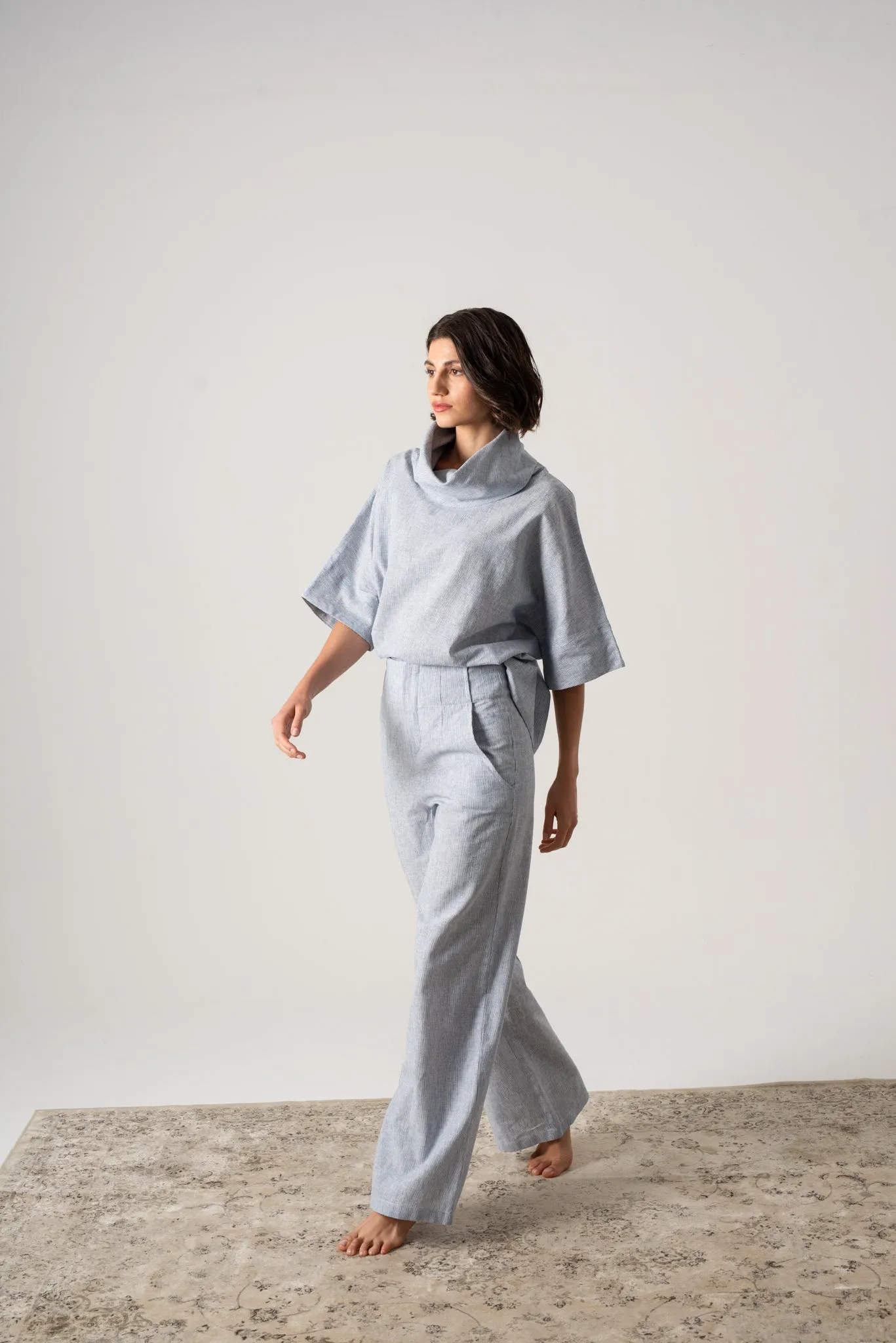 Bjorn Linen Top French Blue Stripe