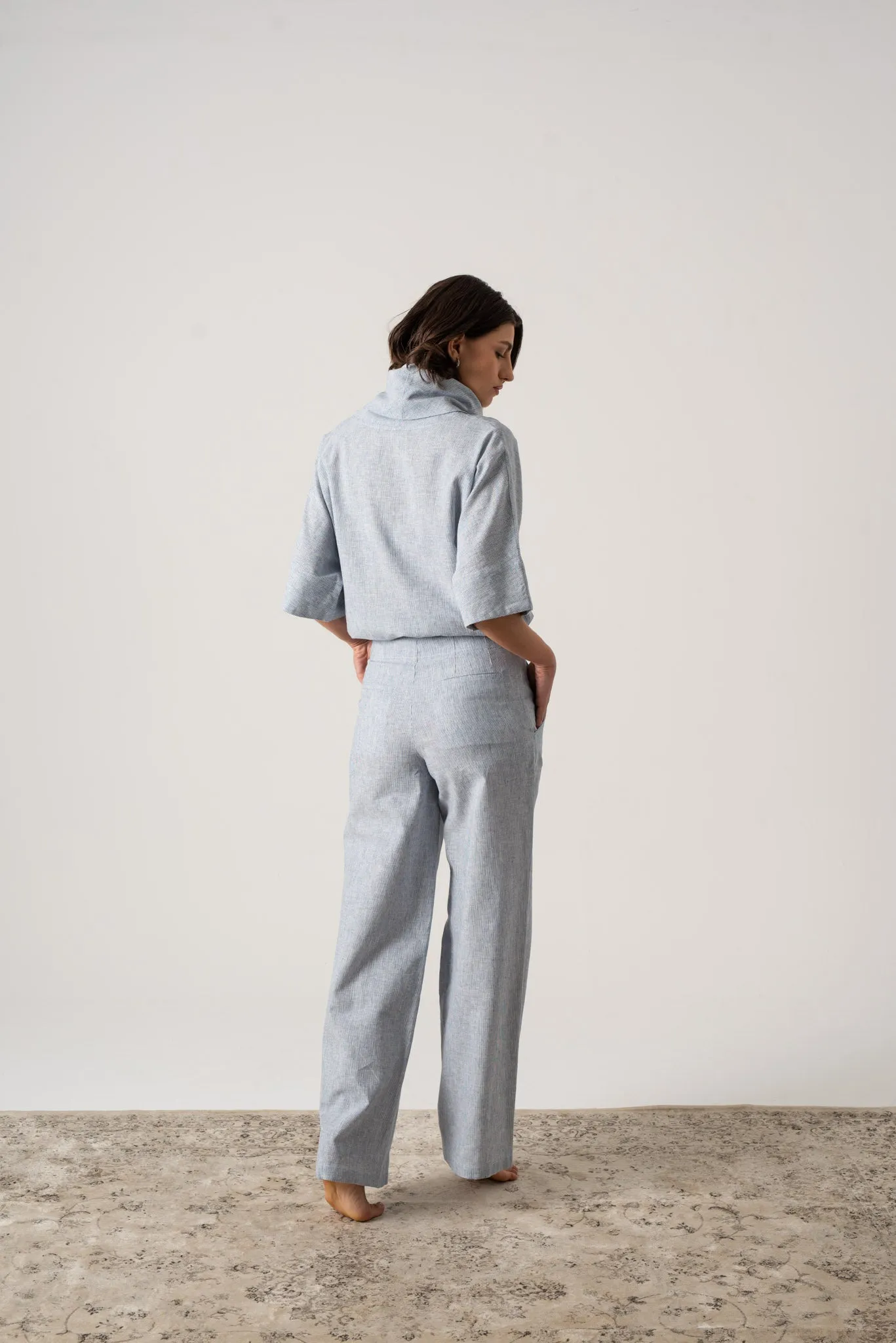 Bjorn Linen Top French Blue Stripe