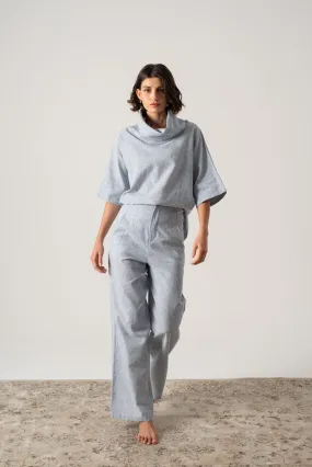 Bjorn Linen Top French Blue Stripe