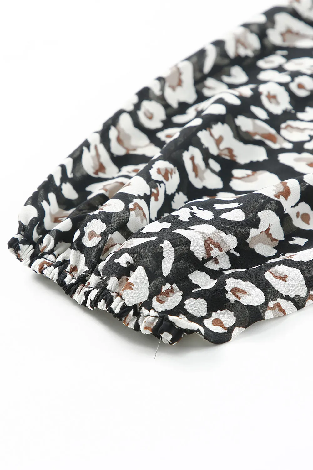 Black and White Leopard Print V Neck Mini Dress