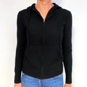 Black Cashmere Zip Up Hooded Jumper Medium