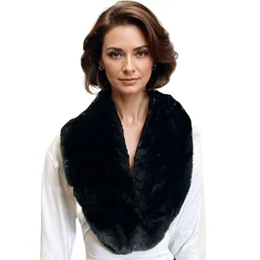 Black Faux Rabbit Fur Collar
