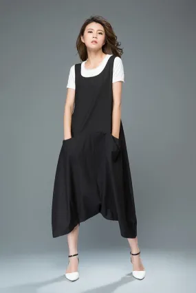 Black linen jumpsuit C931