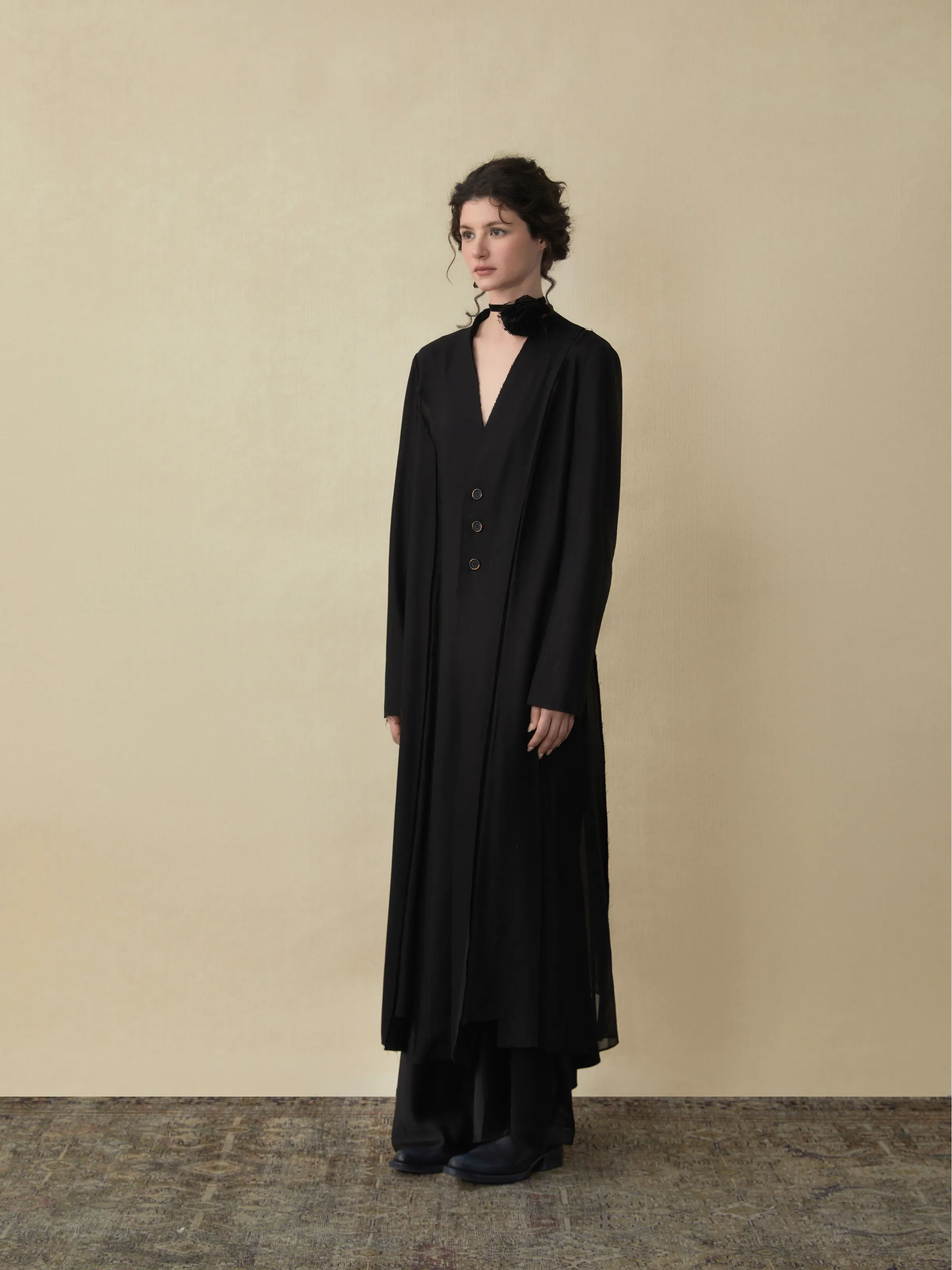 Black Long Silk Coat
