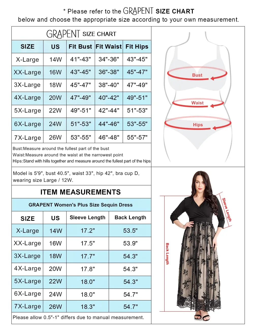 Black Women's Plus Size Sequin Sleeves Evening Gown Party Long Maxi Dress - GRAPENT