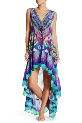 Blue High Low Maxi Dress