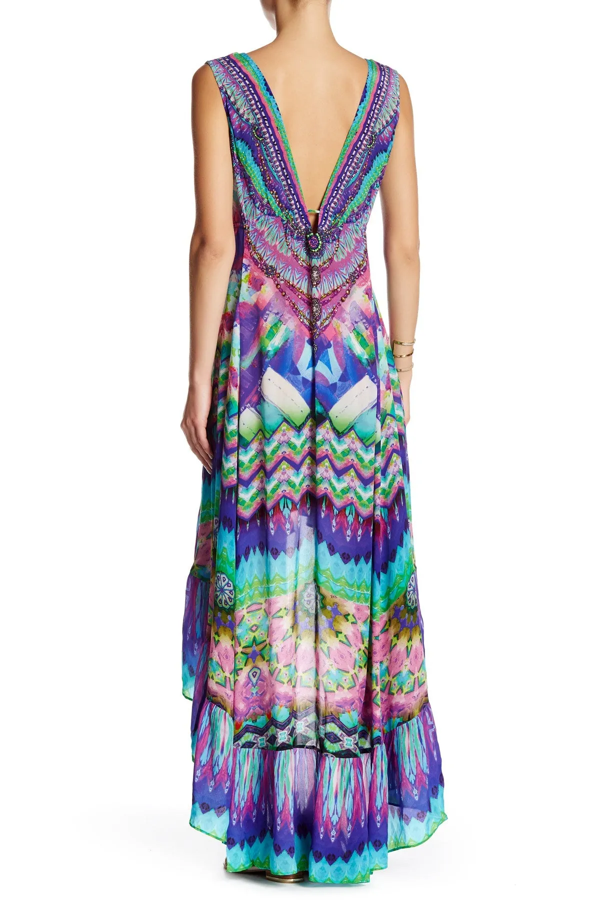Blue High Low Maxi Dress