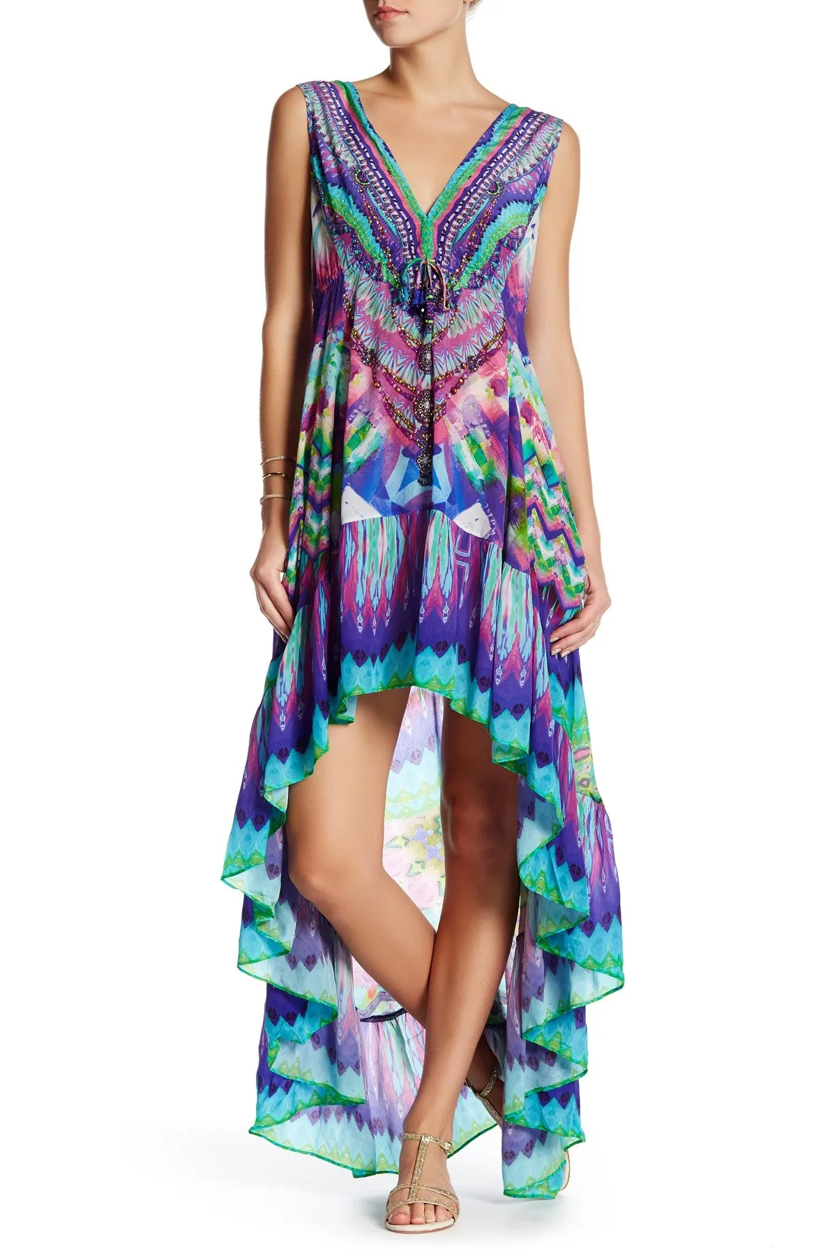 Blue High Low Maxi Dress