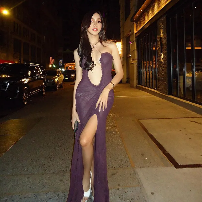 Bonnyshow Althea See-Through Mesh Maxi Dress