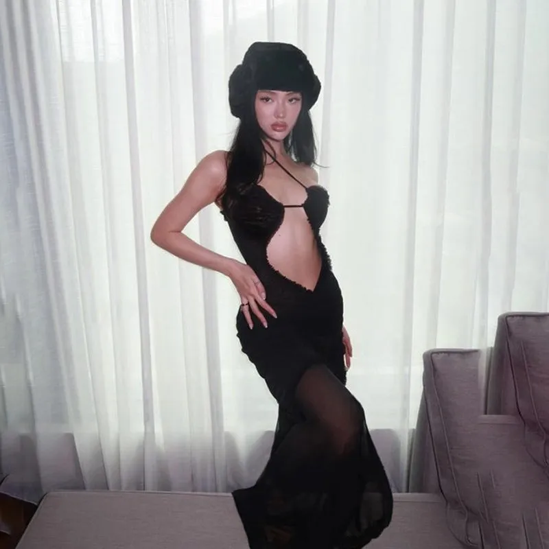 Bonnyshow Althea See-Through Mesh Maxi Dress