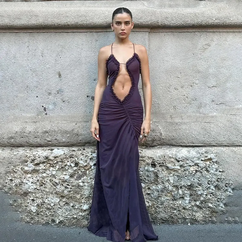 Bonnyshow Althea See-Through Mesh Maxi Dress