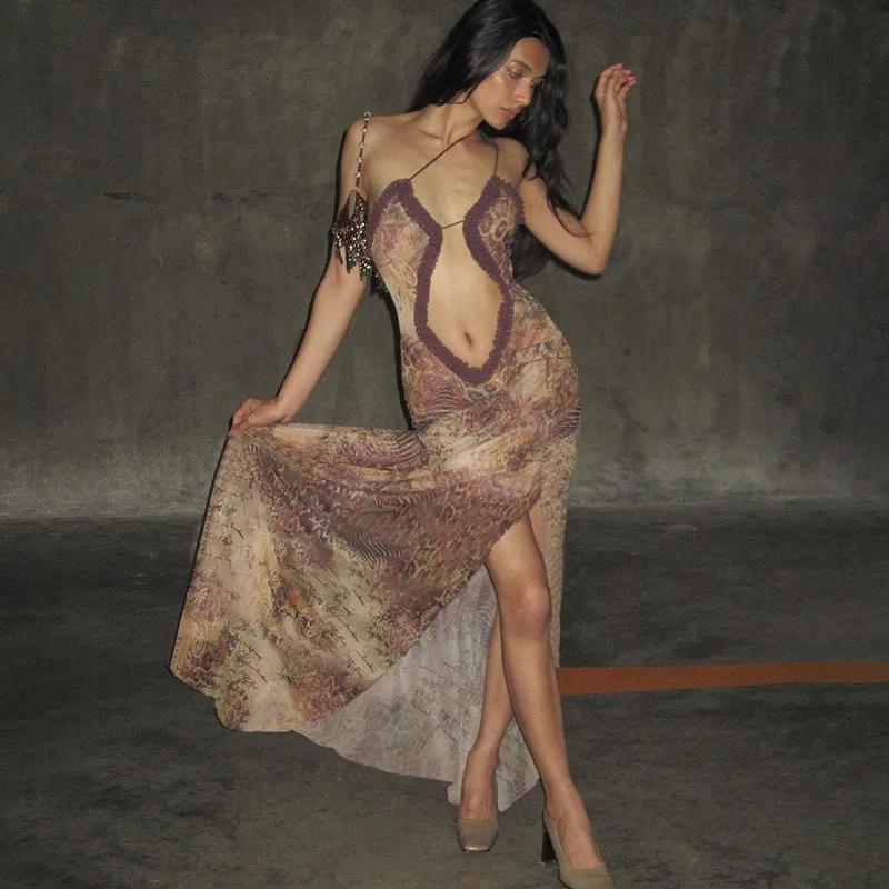 Bonnyshow Althea See-Through Mesh Maxi Dress
