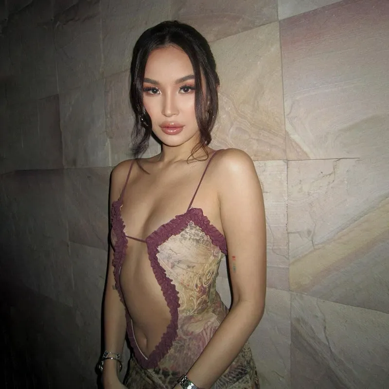 Bonnyshow Althea See-Through Mesh Maxi Dress