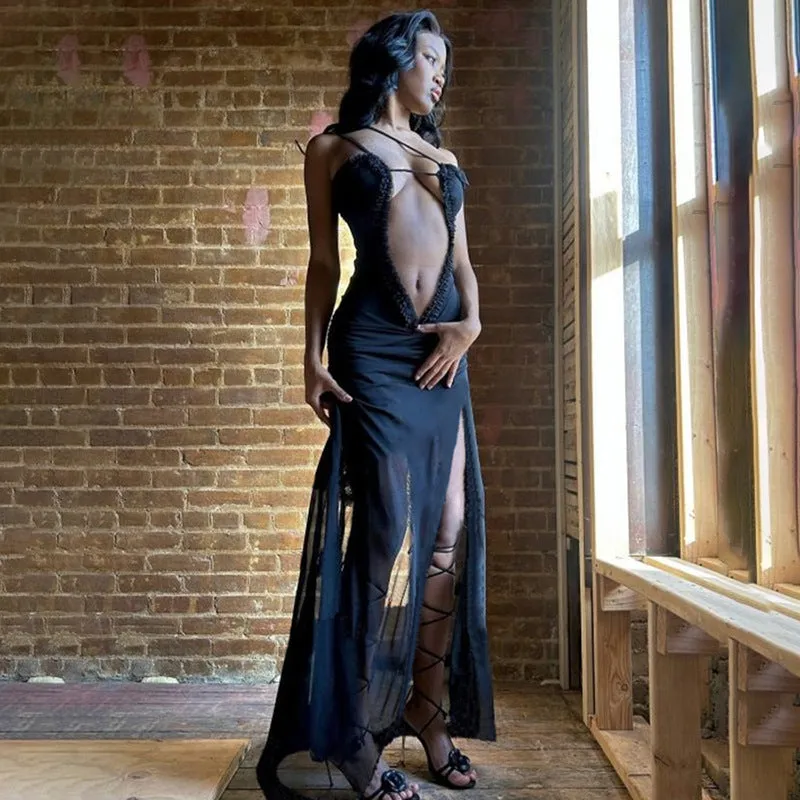 Bonnyshow Althea See-Through Mesh Maxi Dress
