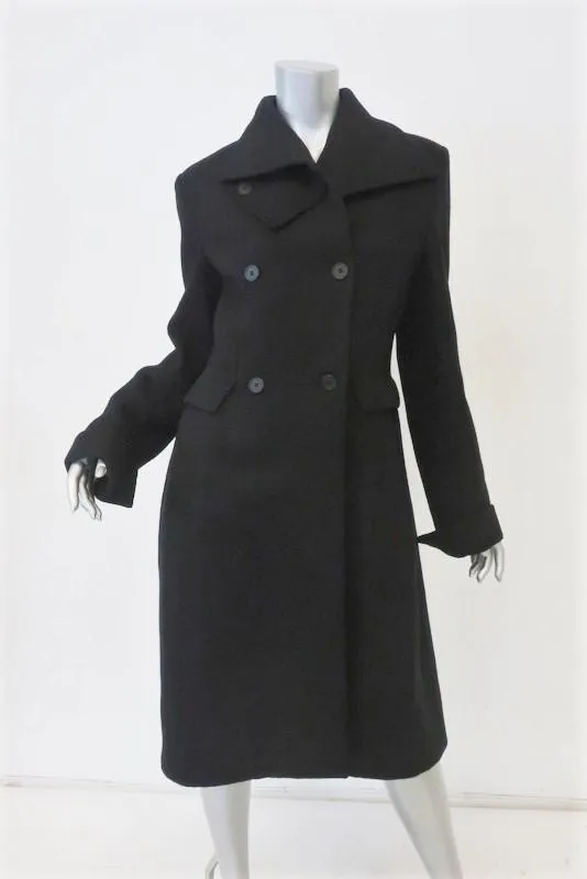 Bottega Veneta Double Breasted Coat Black Wool-Cashmere Size 42