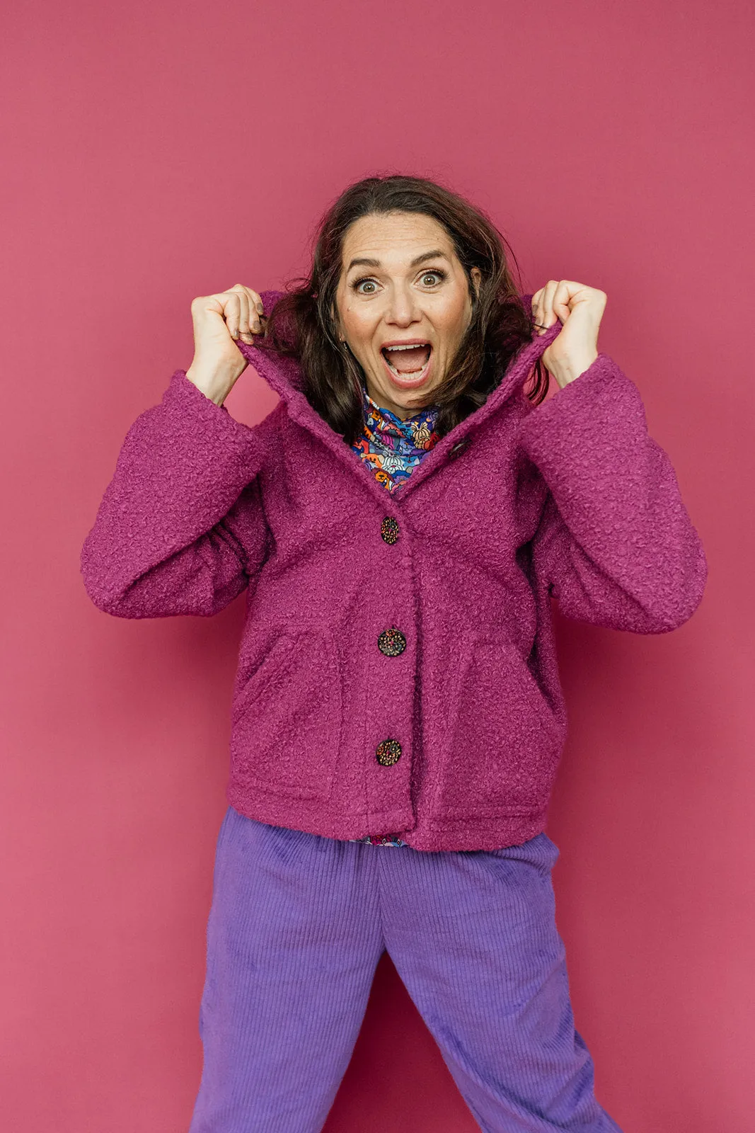 Boucle Box Jacket in Mauve