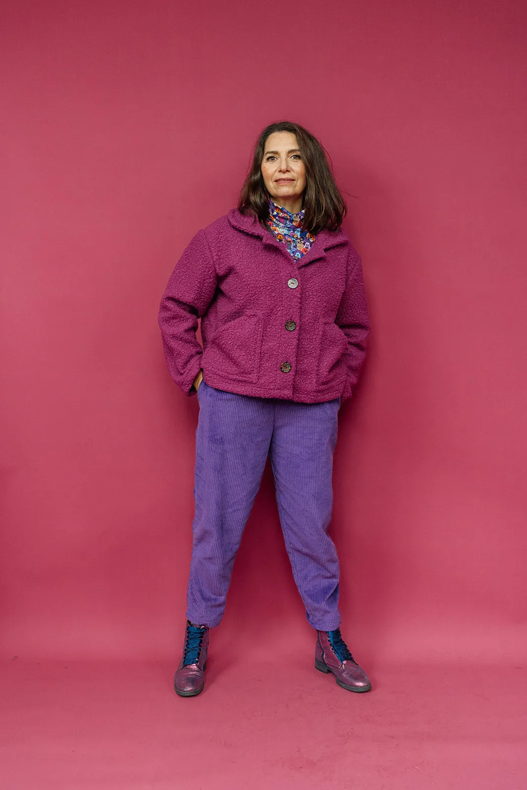 Boucle Box Jacket in Mauve