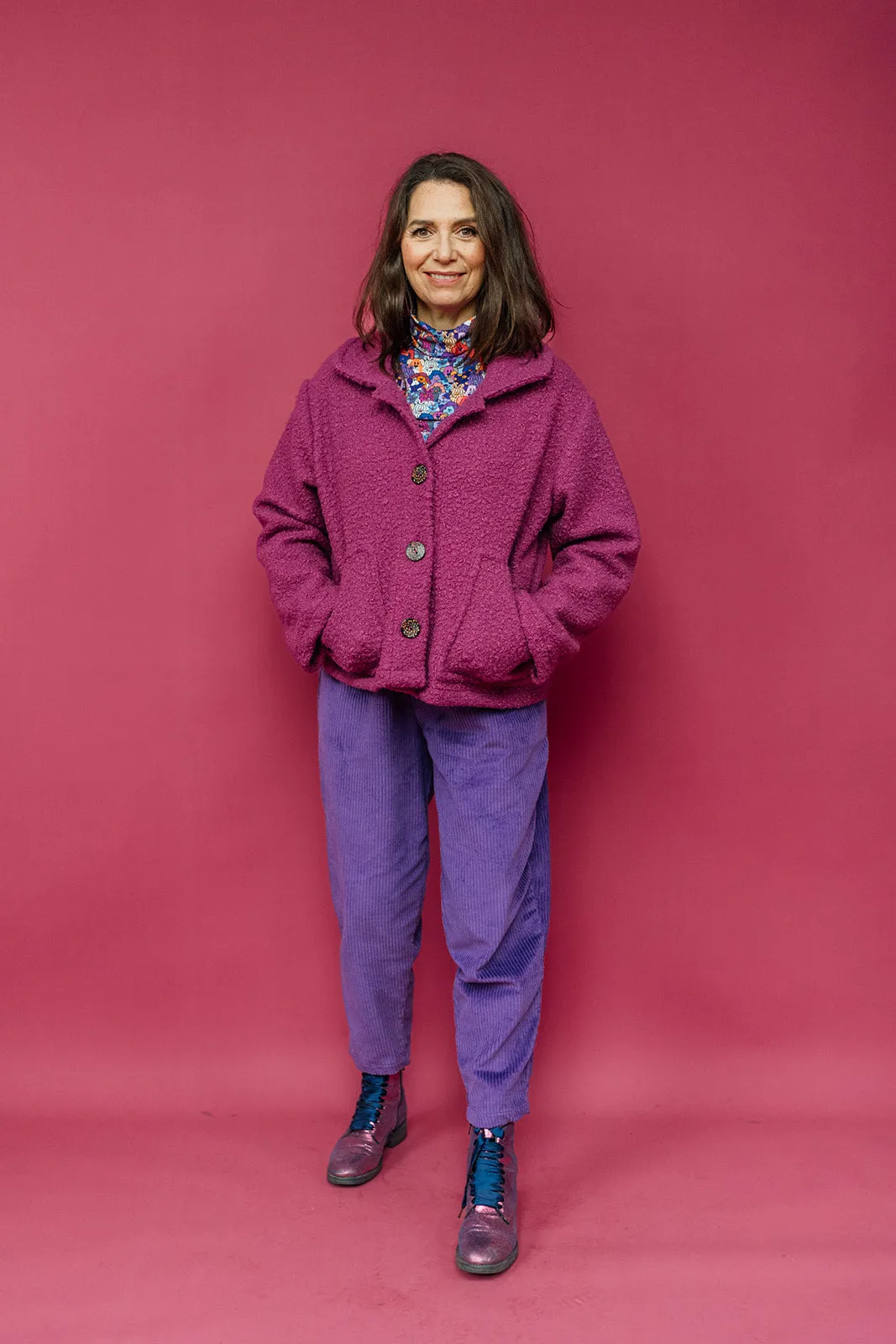 Boucle Box Jacket in Mauve
