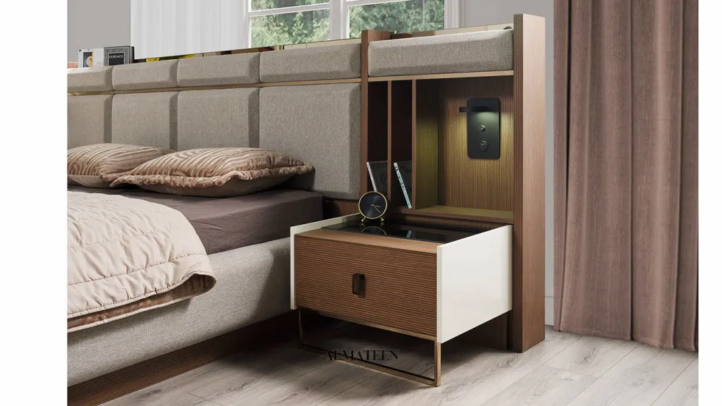 Braga Bedroom Set with King Size Bed, Dresser, Wardrobe and Side Tables