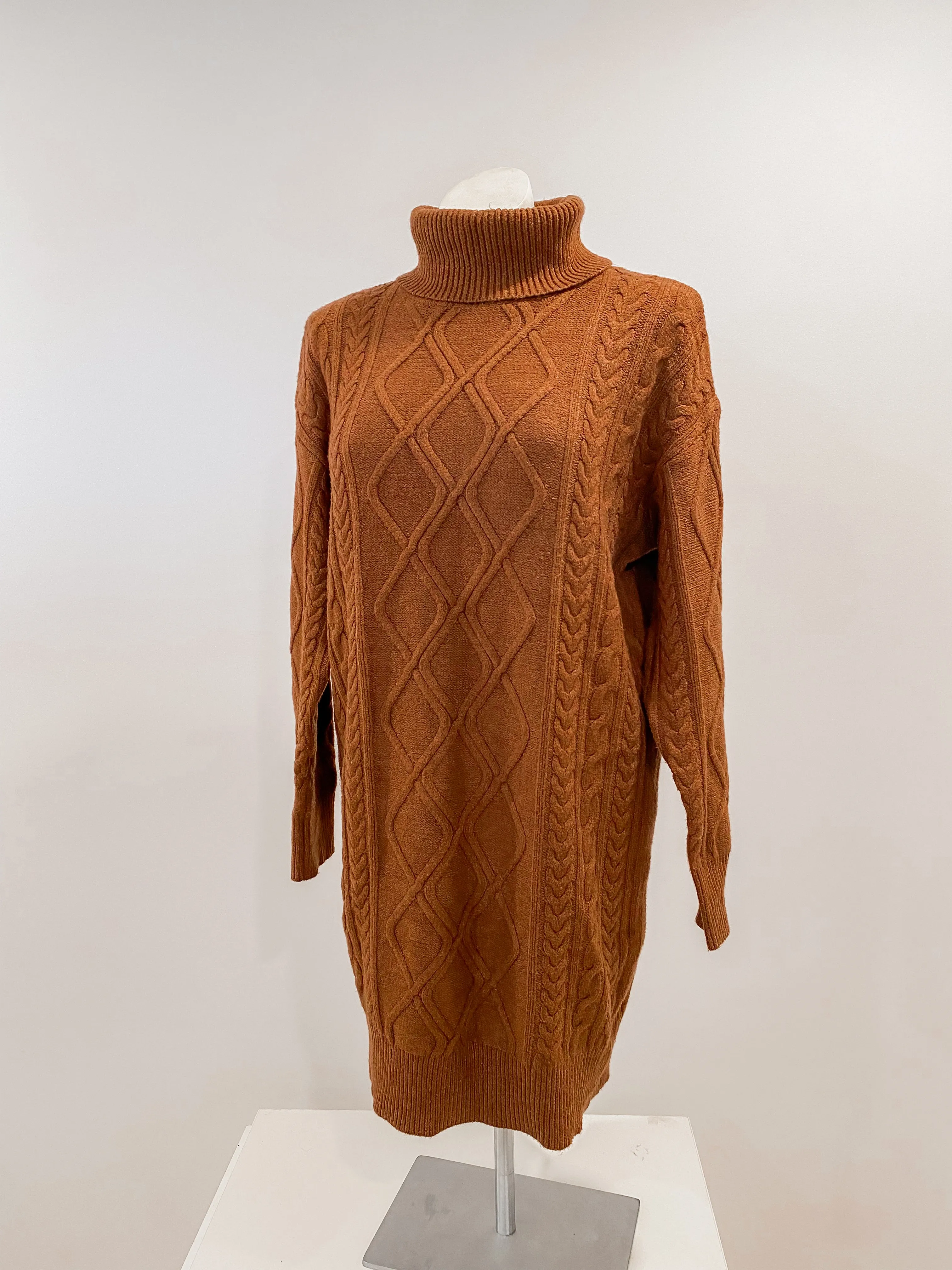 Brown Knit Sweater Dress