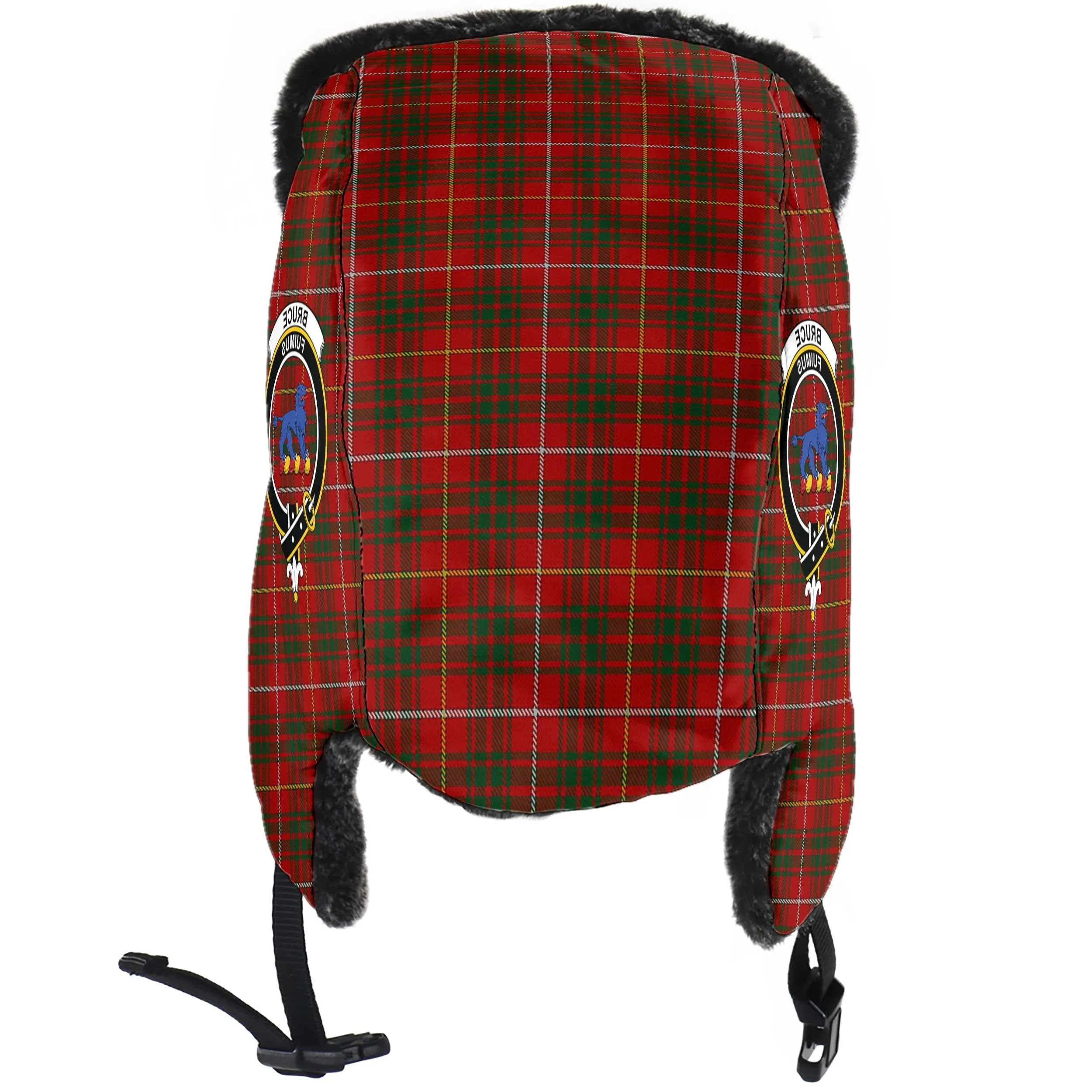 Bruce Tartan Winter Trapper Hat with Family Crest