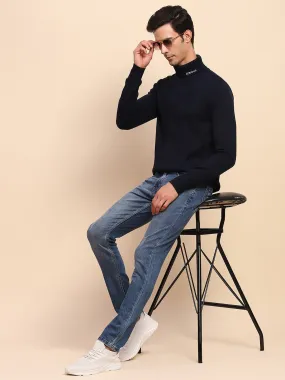 Camla Barcelona Cable Knit Turtleneck Navy Sweater