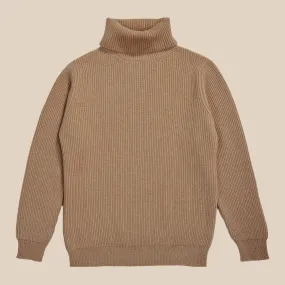 Cashmere ribbed submariner rollneck in camel