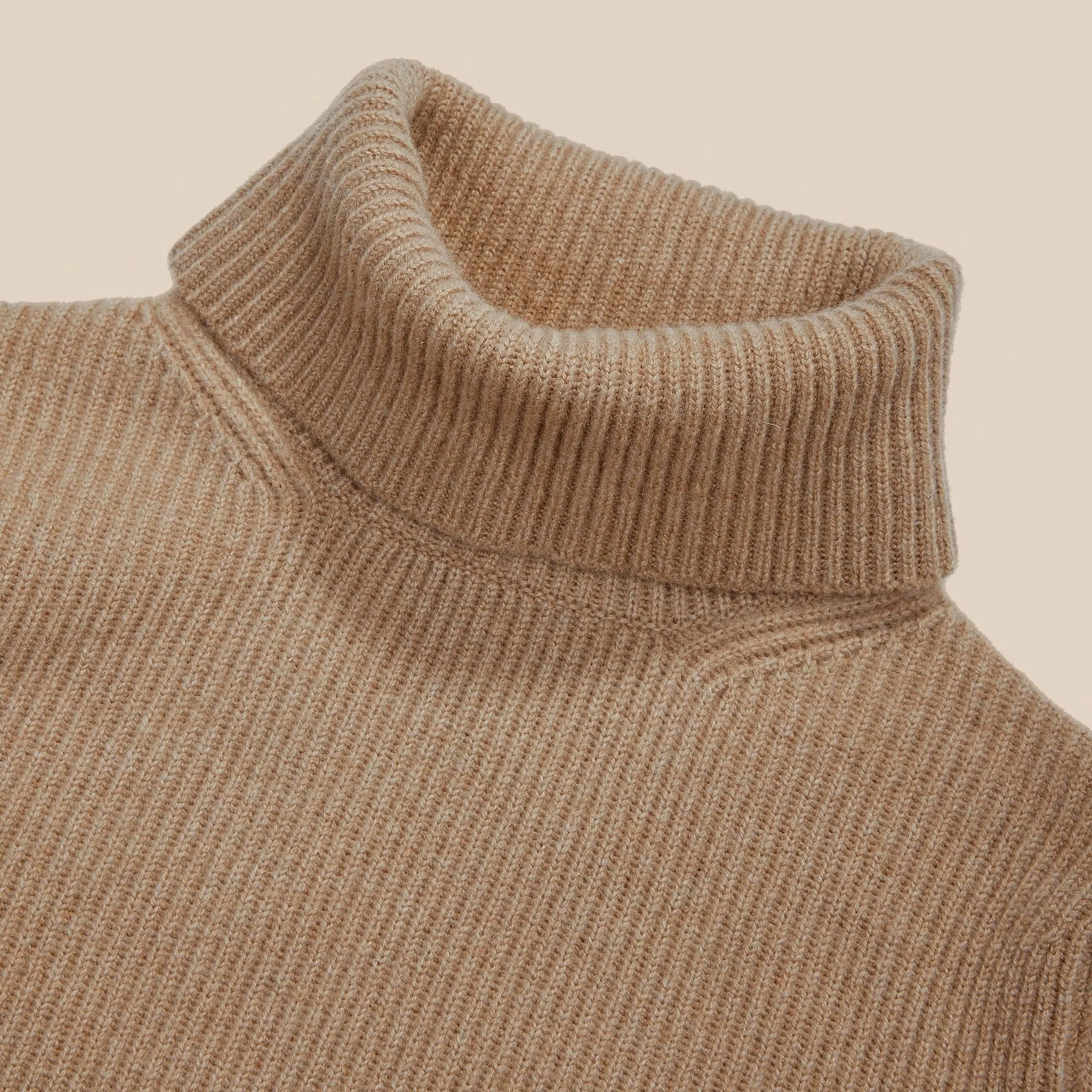 Cashmere ribbed submariner rollneck in camel