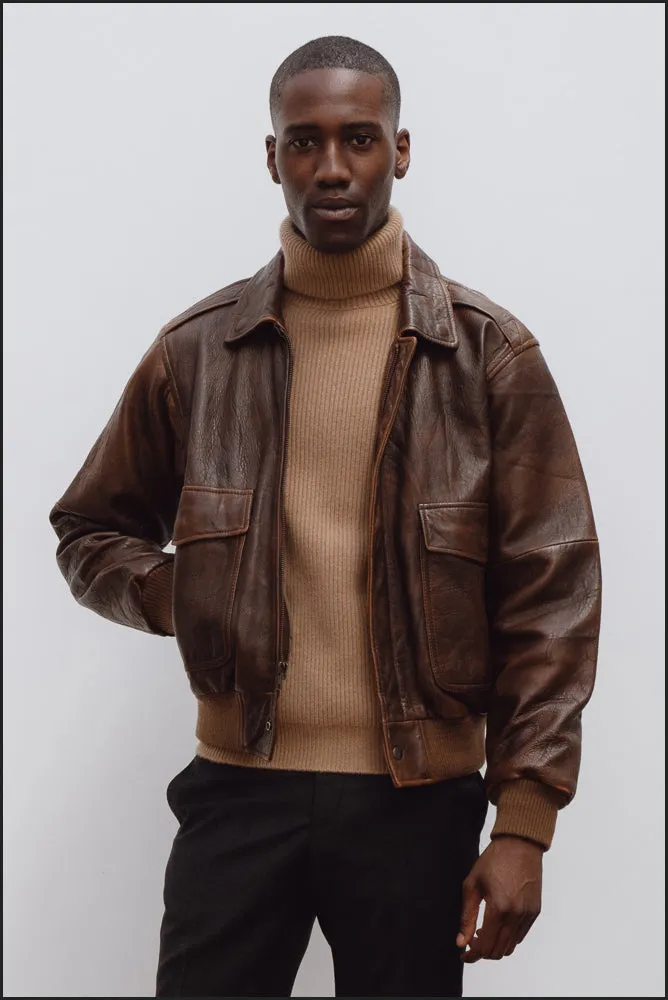 Cashmere ribbed submariner rollneck in camel