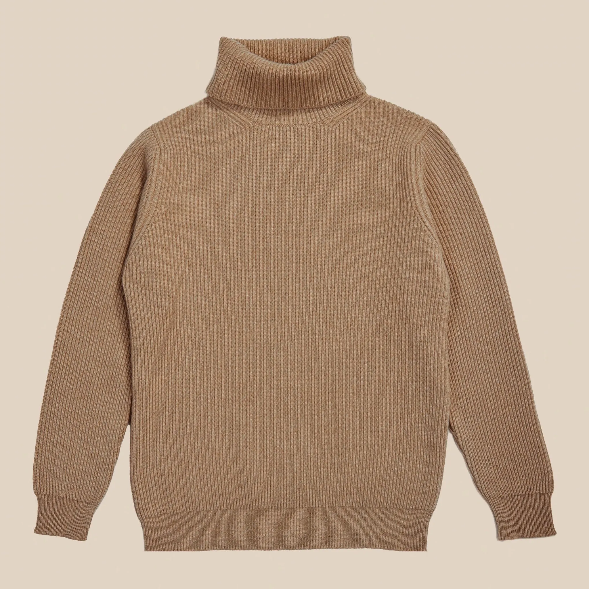 Cashmere ribbed submariner rollneck in camel