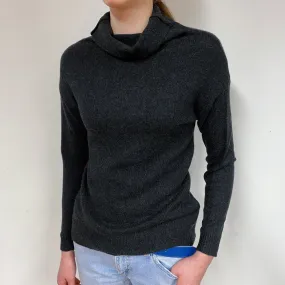 Charcoal Grey Cashmere Cowl Neck Jumper Extra Small
