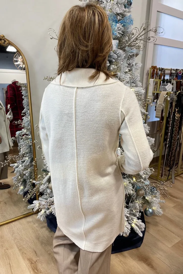 Charlie B Boiled Wool Long Coat Ecru