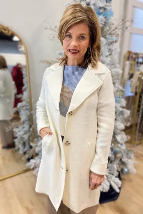 Charlie B Boiled Wool Long Coat Ecru