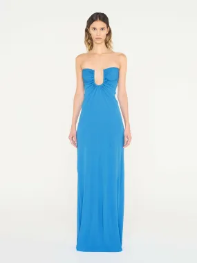Christopher Esber Arced Palm Strapless Dress in Boston Blue Size 10