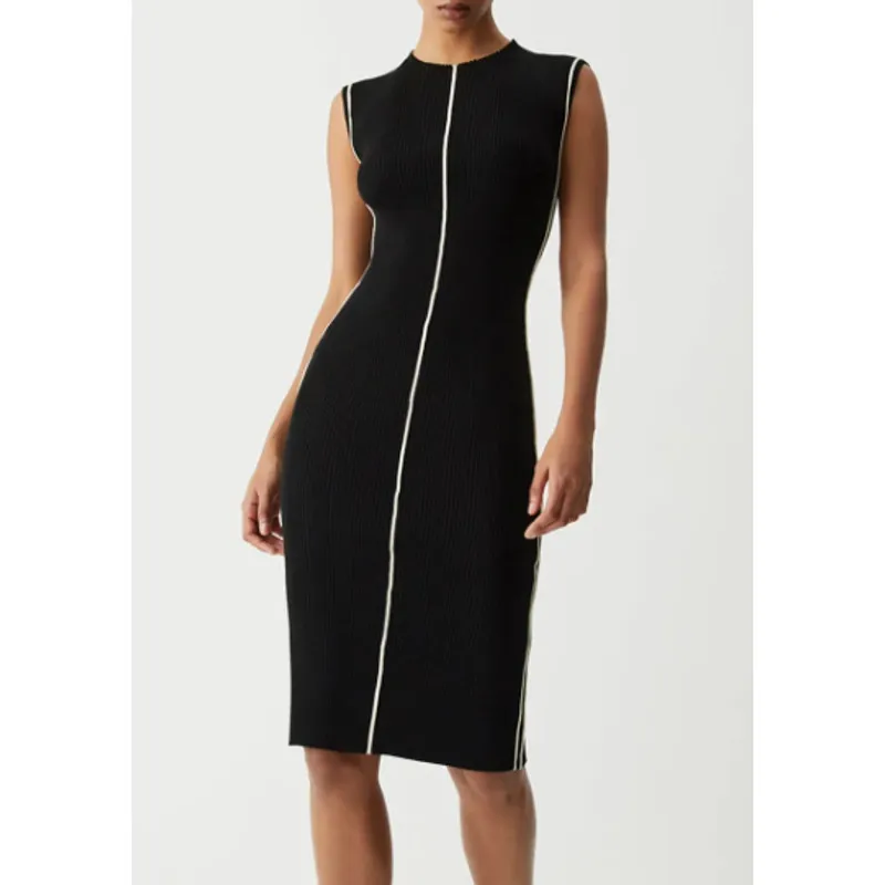 Contrast Piping Midi Sweater Dress | Size Small (4) | Commense