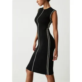 Contrast Piping Midi Sweater Dress | Size Small (4) | Commense