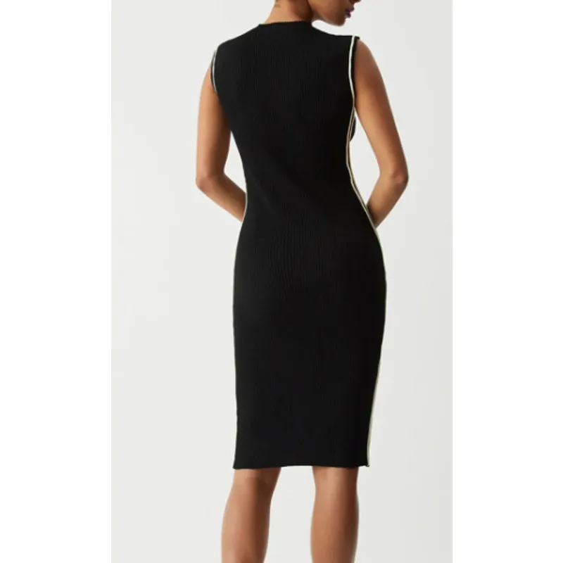 Contrast Piping Midi Sweater Dress | Size Small (4) | Commense