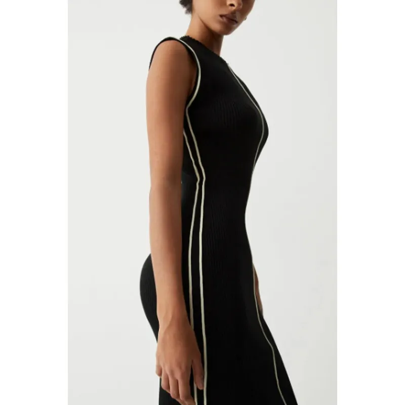 Contrast Piping Midi Sweater Dress | Size Small (4) | Commense